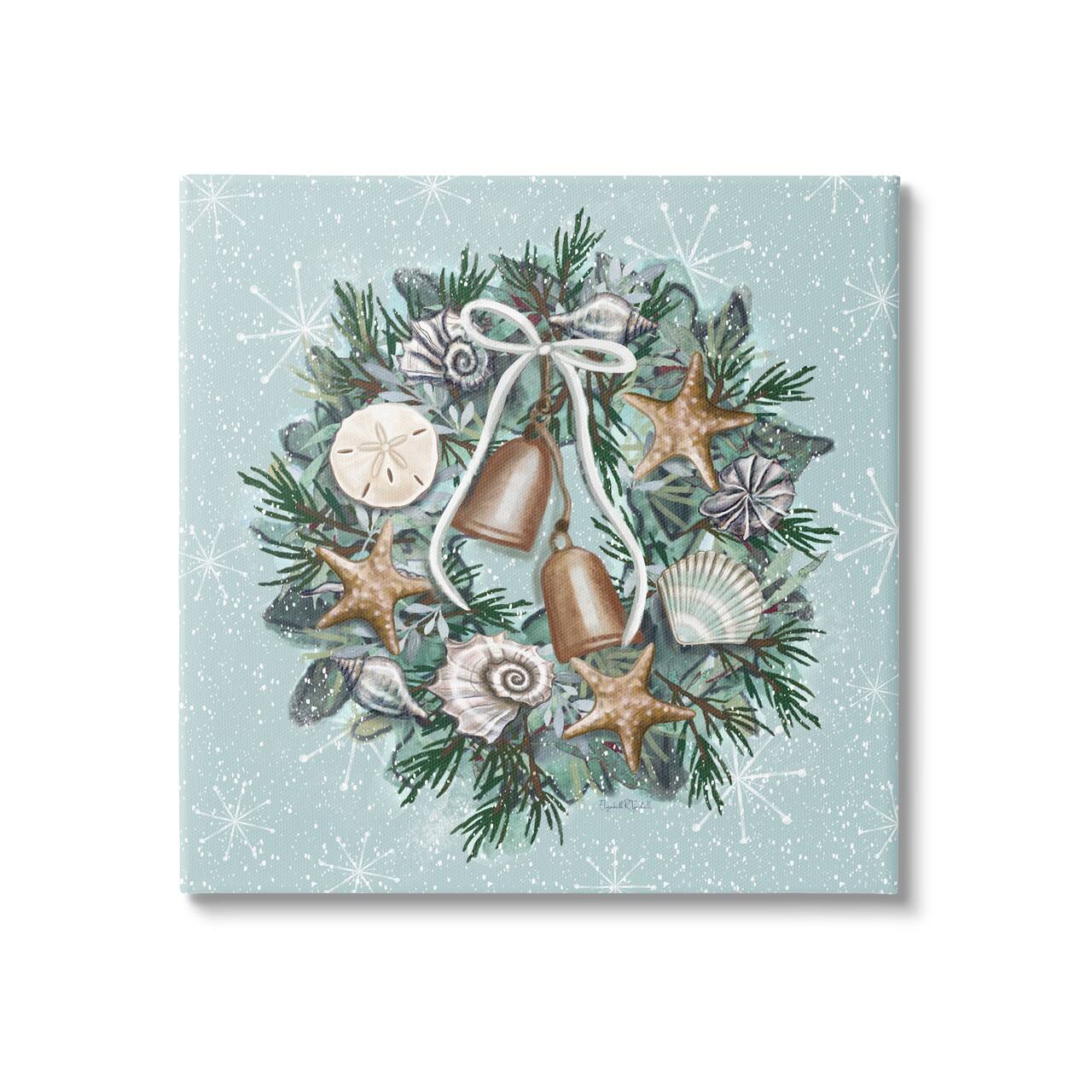 Stupell Industries Nautical Holiday Seashell Wreath Canvas Wall Art